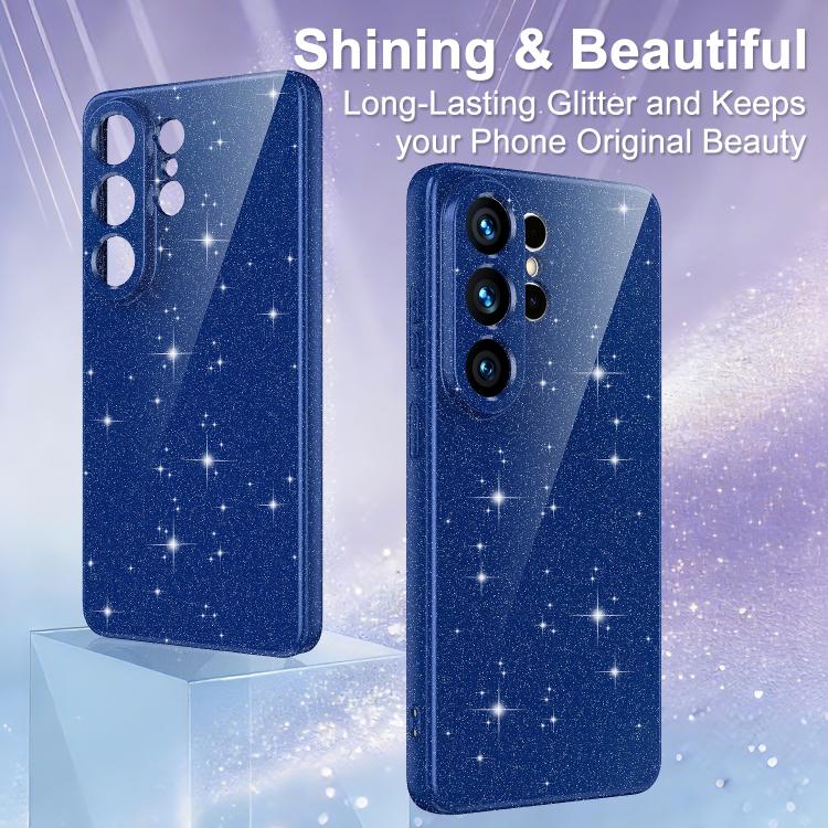 For Samsung Galaxy S26 Ultra 5G Fine Hole Glossy Glitter Magnetic TPU Phone Case with Same Color Hand Strap