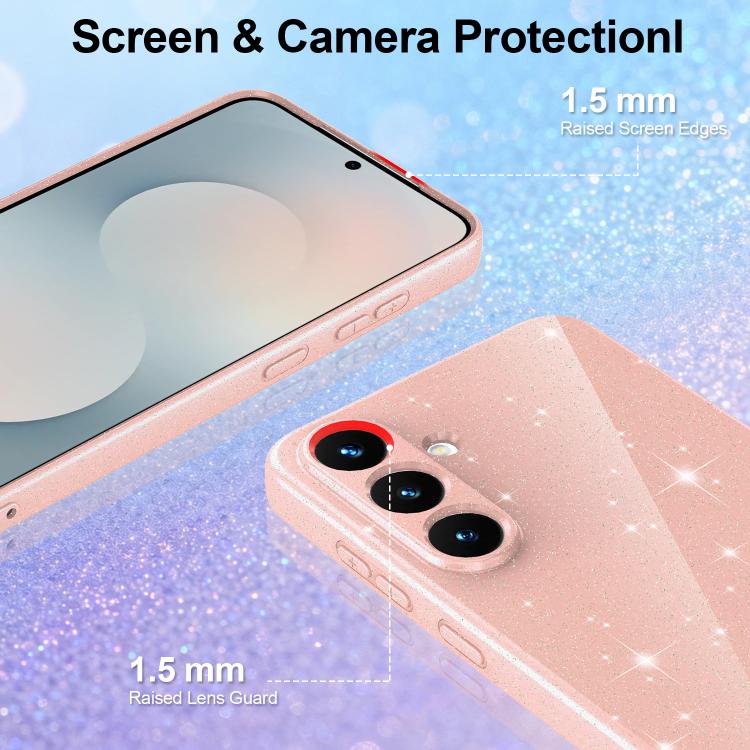 For Samsung Galaxy S24+ 5G Fine Hole Glossy Glitter Magnetic TPU Phone Case with Same Color Hand Strap