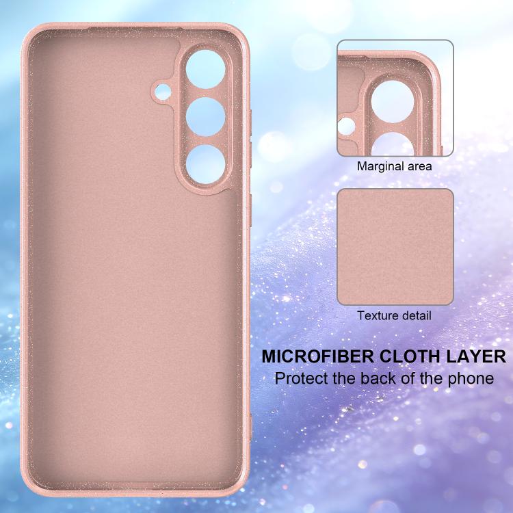 For Samsung Galaxy S24+ 5G Fine Hole Glossy Glitter Magnetic TPU Phone Case with Same Color Hand Strap