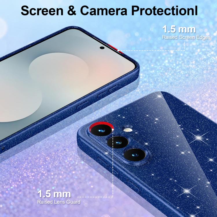 For Samsung Galaxy S24+ 5G Fine Hole Glossy Glitter Magnetic TPU Phone Case with Same Color Hand Strap