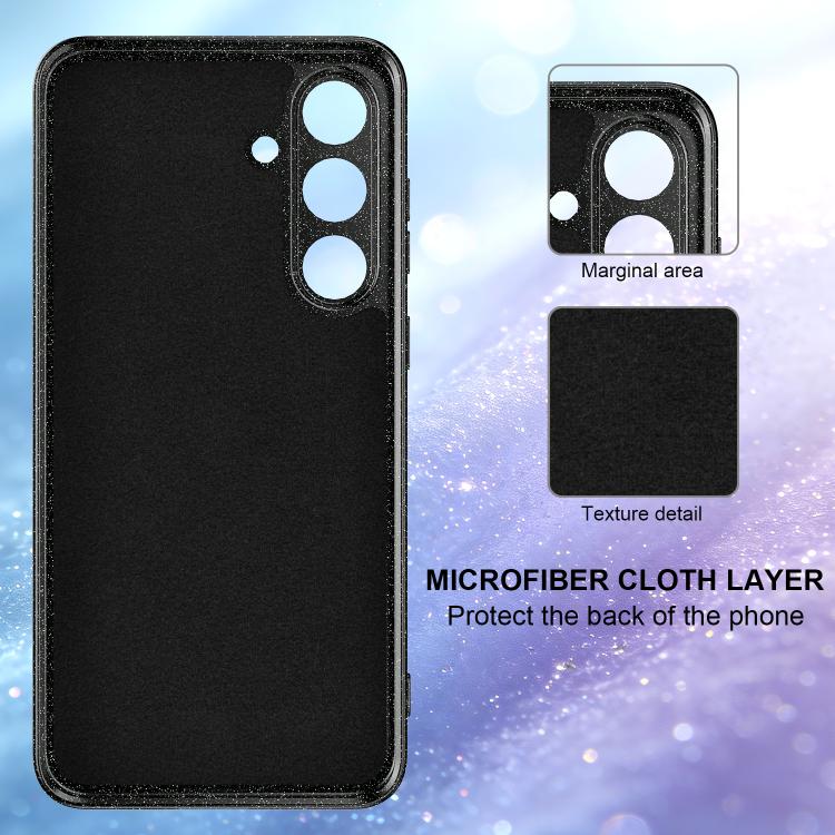 For Samsung Galaxy S25 FE 5G Fine Hole Glossy Glitter Magnetic TPU Phone Case with Same Color Hand Strap