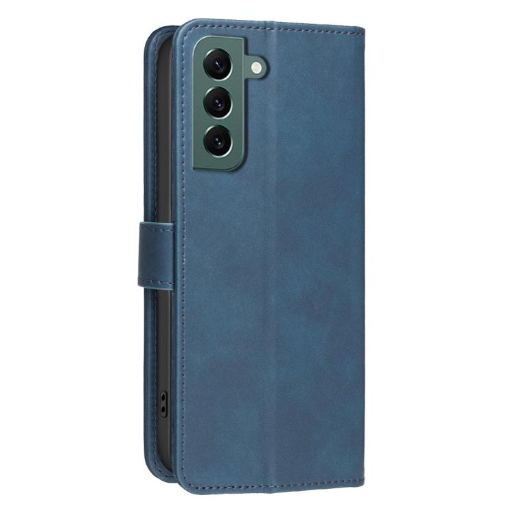 For Samsung Galaxy S23+ 5G Solid Color Calfskin Texture RFID Vegan Leather Phone Case