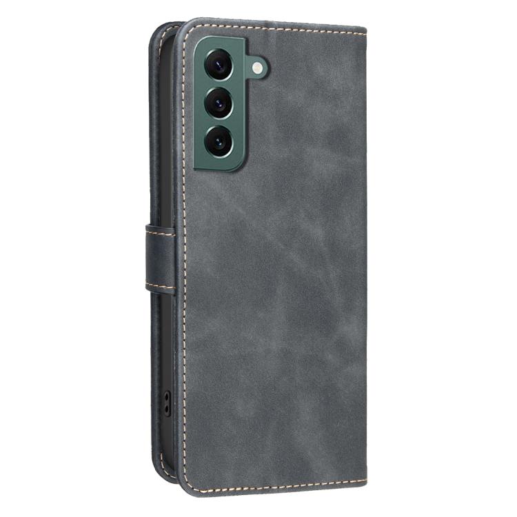 For Samsung Galaxy S25+ 5G Solid Color Calfskin Texture RFID Vegan Leather Phone Case
