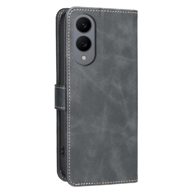 For Samsung Galaxy S25 Edge 5G Solid Color Calfskin Texture RFID Vegan Leather Phone Case