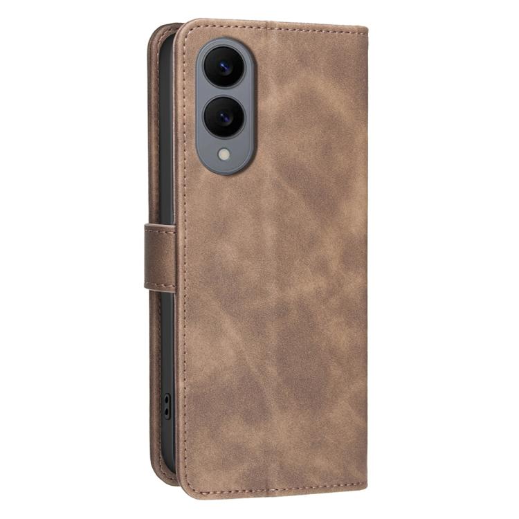 For Samsung Galaxy S25 Edge 5G Solid Color Calfskin Texture RFID Vegan Leather Phone Case