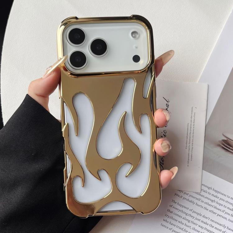 For iPhone 17 Pro Max Flame Hollow Cooling Electroplated TPU Phone Case