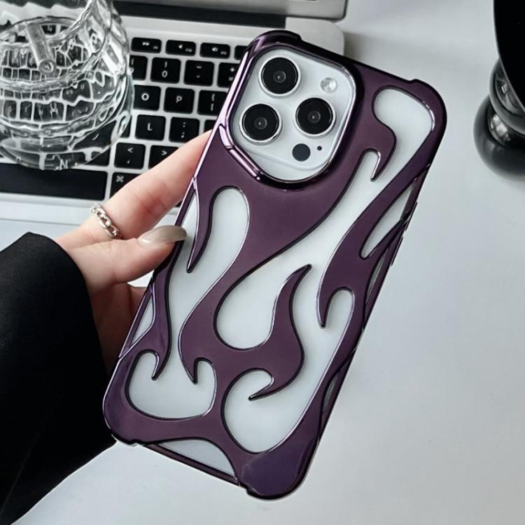 For iPhone 16 Pro Flame Hollow Cooling Electroplated TPU Phone Case