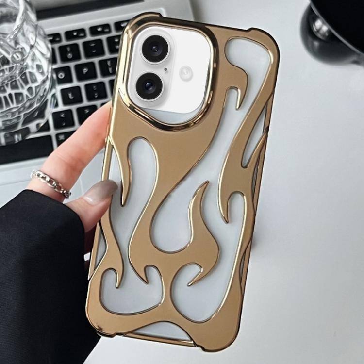 For iPhone 16 Flame Hollow Cooling Electroplated TPU Phone Case