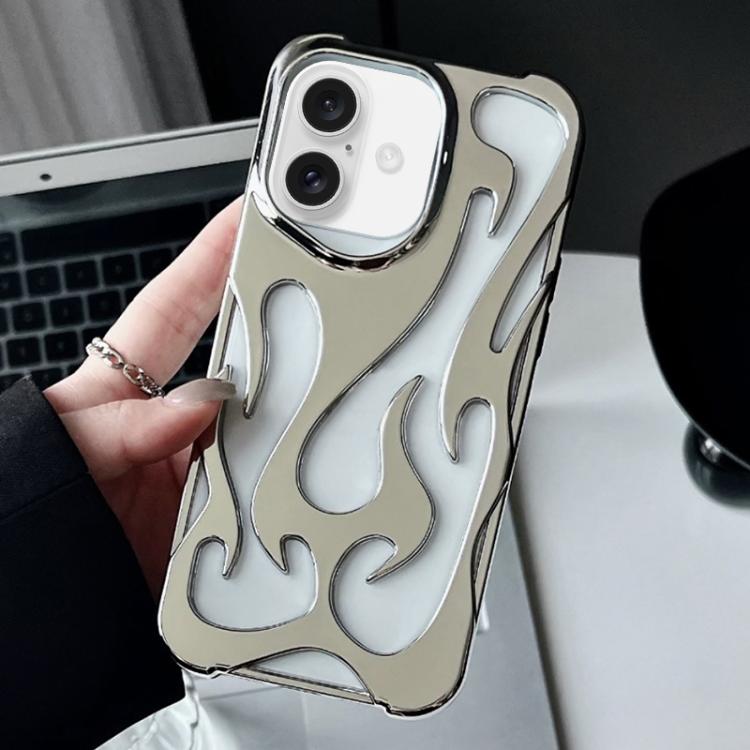 For iPhone 16 Flame Hollow Cooling Electroplated TPU Phone Case