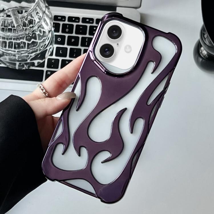 For iPhone 16 Flame Hollow Cooling Electroplated TPU Phone Case
