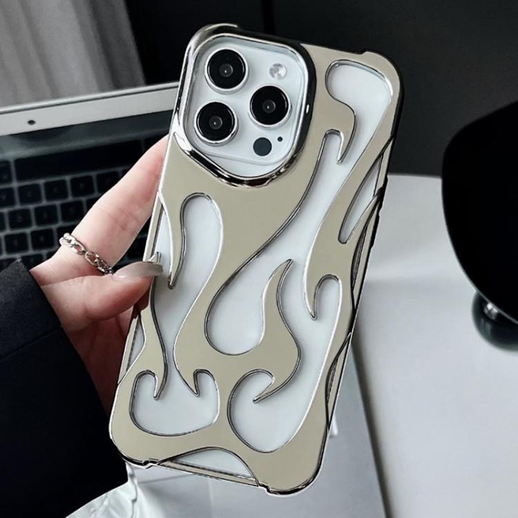 For iPhone 15 Pro Flame Hollow Cooling Electroplated TPU Phone Case