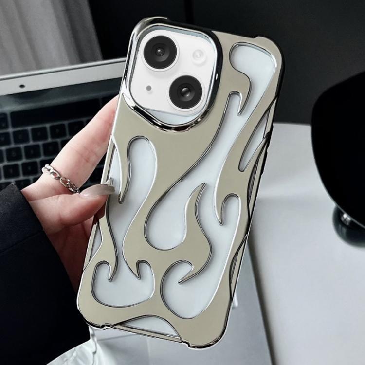 For iPhone 15 Plus Flame Hollow Cooling Electroplated TPU Phone Case