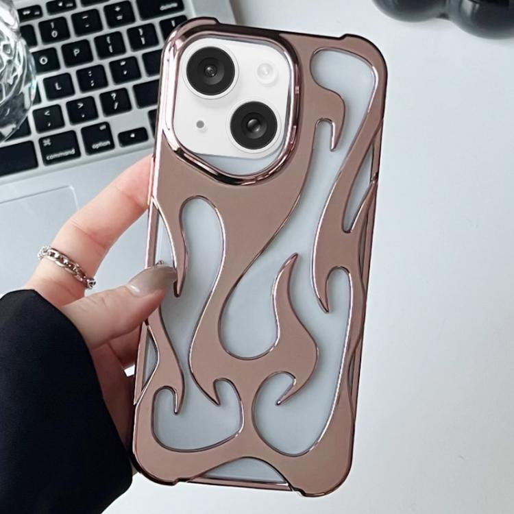 For iPhone 15 Flame Hollow Cooling Electroplated TPU Phone Case