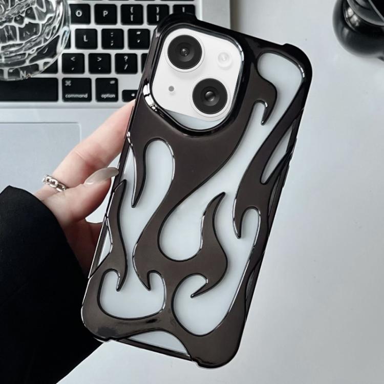 For iPhone 15 Flame Hollow Cooling Electroplated TPU Phone Case