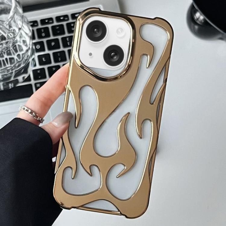 For iPhone 15 Flame Hollow Cooling Electroplated TPU Phone Case