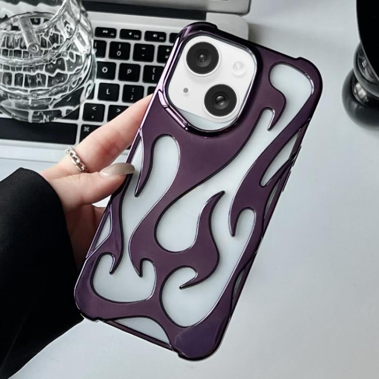 For iPhone 15 Flame Hollow Cooling Electroplated TPU Phone Case