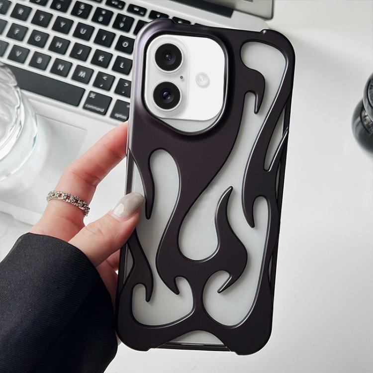 For iPhone 16 Plus Flame Hollow Cooling Spray Coated Frosted TPU Phone Case