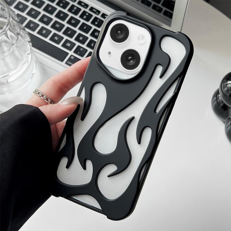 For iPhone 15 Plus Flame Hollow Cooling Spray Coated Frosted TPU Phone Case