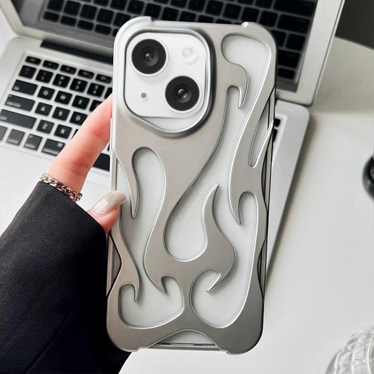 For iPhone 15 Plus Flame Hollow Cooling Spray Coated Frosted TPU Phone Case