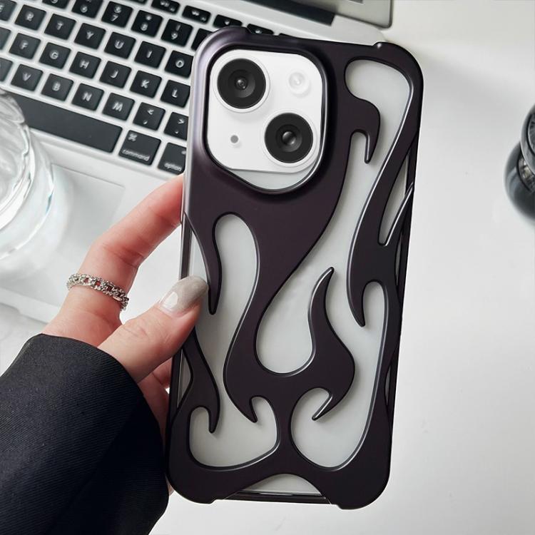 For iPhone 15 Plus Flame Hollow Cooling Spray Coated Frosted TPU Phone Case