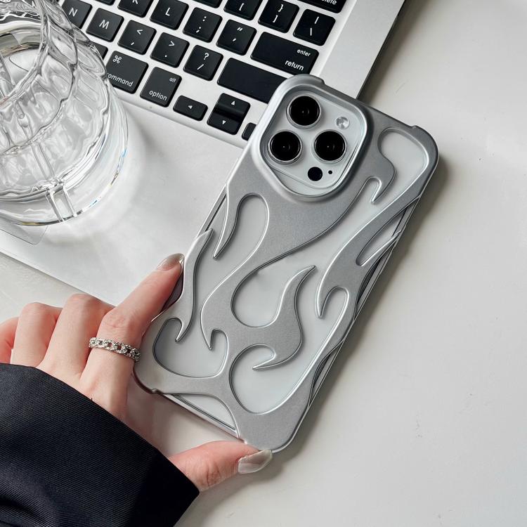 For iPhone 15 Flame Hollow Cooling Spray Coated Frosted TPU Phone Case