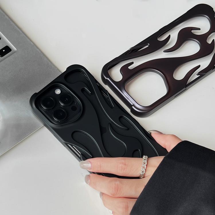 For iPhone 15 Flame Hollow Cooling Spray Coated Frosted TPU Phone Case