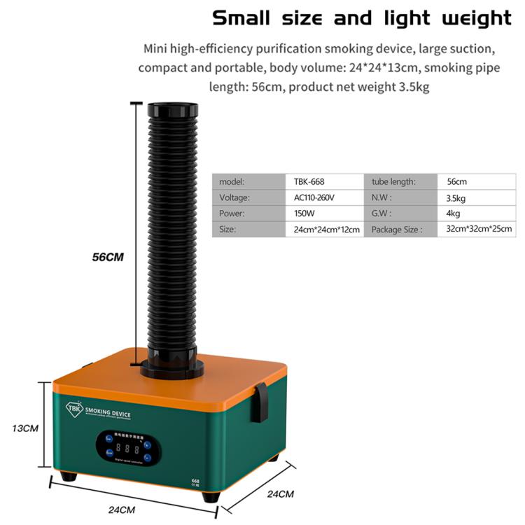 TBK TBK-668 150W Mini Strong Suction Smoke Purifier, Plug:UK Plug