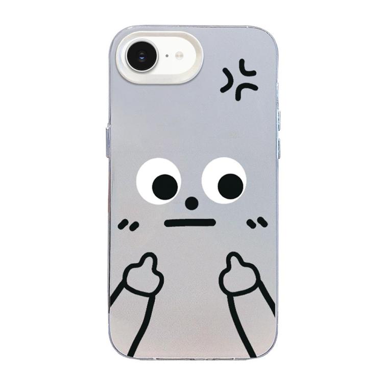 For iPhone 17e / 16e Little Man Gestures Colored Silver Frosted PC Hybrid TPU Phone Case