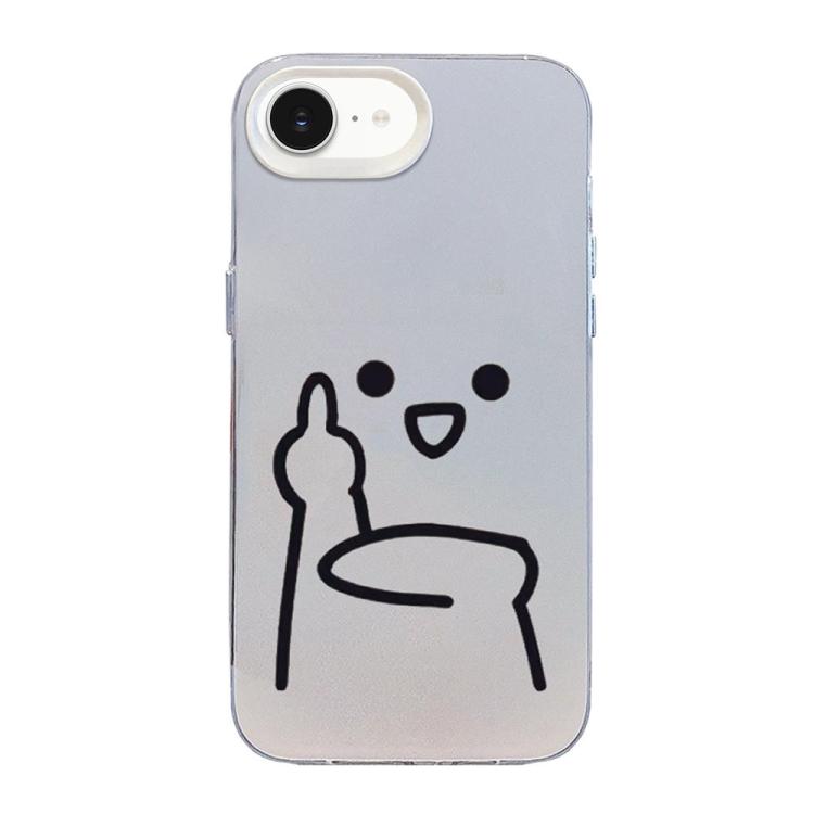 For iPhone 17e / 16e Little Man Gestures Colored Silver Frosted PC Hybrid TPU Phone Case
