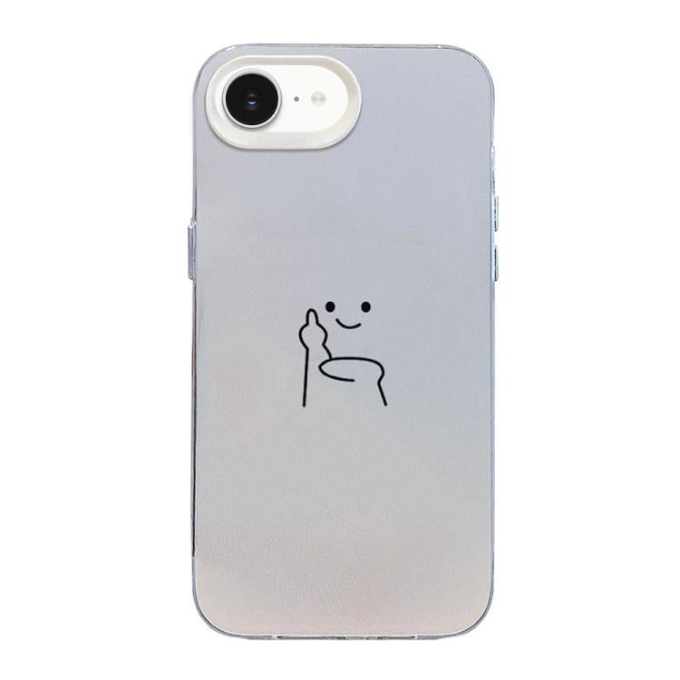 For iPhone 17e / 16e Little Man Gestures Colored Silver Frosted PC Hybrid TPU Phone Case