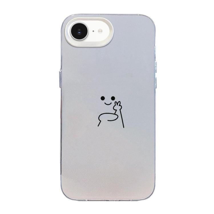 For iPhone 17e / 16e Little Man Gestures Colored Silver Frosted PC Hybrid TPU Phone Case