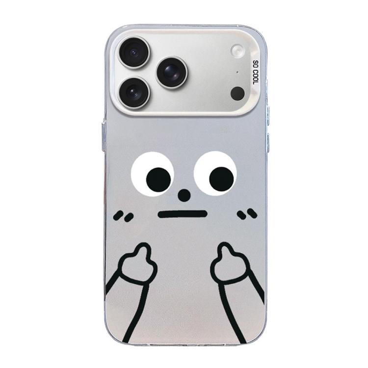For iPhone 17 Pro Max Little Man Gestures Colored Silver Frosted PC Hybrid TPU Phone Case