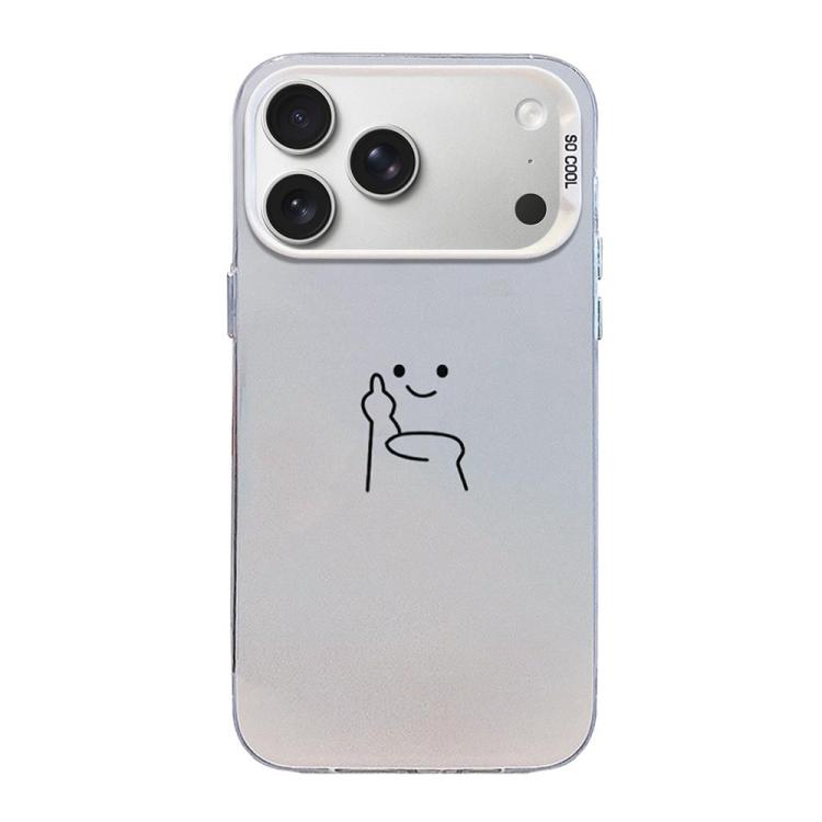 For iPhone 17 Pro Max Little Man Gestures Colored Silver Frosted PC Hybrid TPU Phone Case