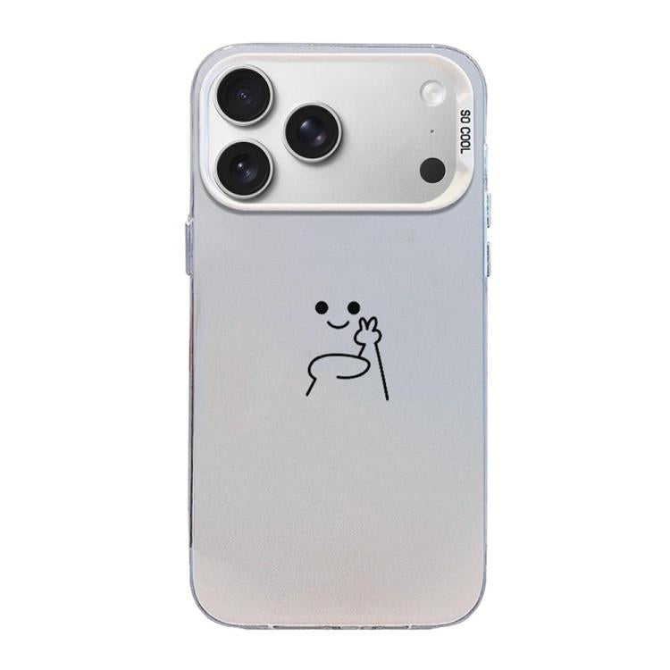 For iPhone 17 Pro Max Little Man Gestures Colored Silver Frosted PC Hybrid TPU Phone Case