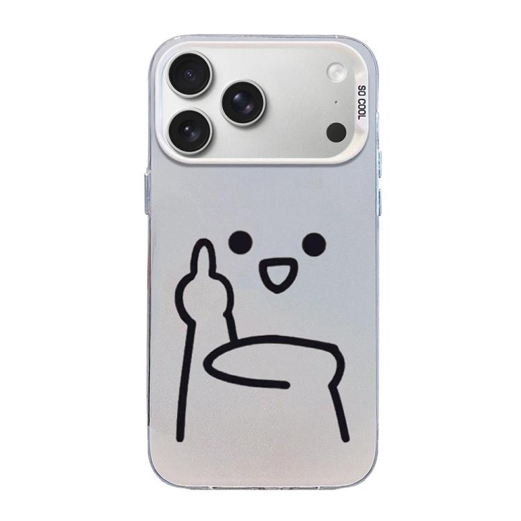 For iPhone 17 Pro Little Man Gestures Colored Silver Frosted PC Hybrid TPU Phone Case