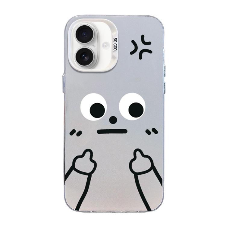 For iPhone 17 Little Man Gestures Colored Silver Frosted PC Hybrid TPU Phone Case