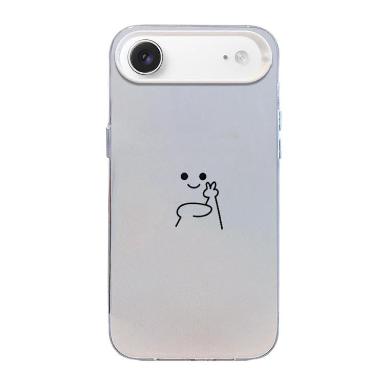 For iPhone Air Little Man Gestures Colored Silver Frosted PC Hybrid TPU Phone Case