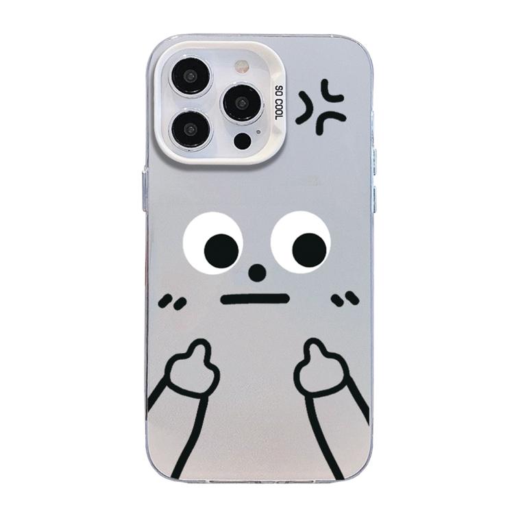 For iPhone 13 Pro Little Man Gestures Colored Silver Frosted PC Hybrid TPU Phone Case