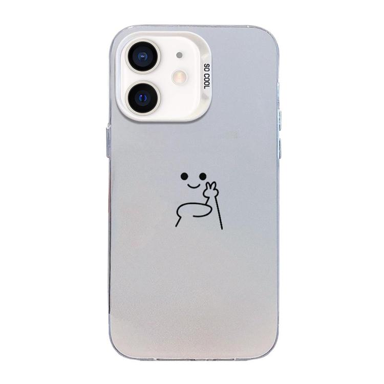 For iPhone 12 mini Little Man Gestures Colored Silver Frosted PC Hybrid TPU Phone Case