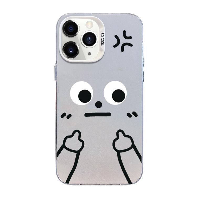 For iPhone 11 Pro Max Little Man Gestures Colored Silver Frosted PC Hybrid TPU Phone Case