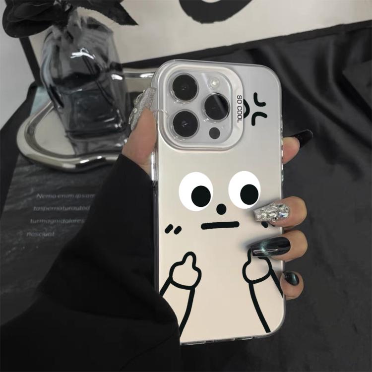 For iPhone 17 Pro Max Little Man Gestures Colored Silver Frosted PC Hybrid TPU Phone Case
