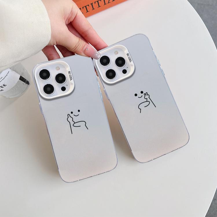 For iPhone XS Max Little Man Gestures Colored Silver Frosted PC Hybrid TPU Phone Case