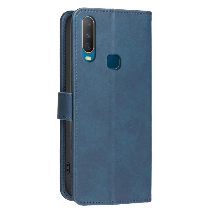 For vivo Y11 / Y15 / Y12 / Y17 Solid Color Calfskin Texture RFID Vegan Leather Phone Case