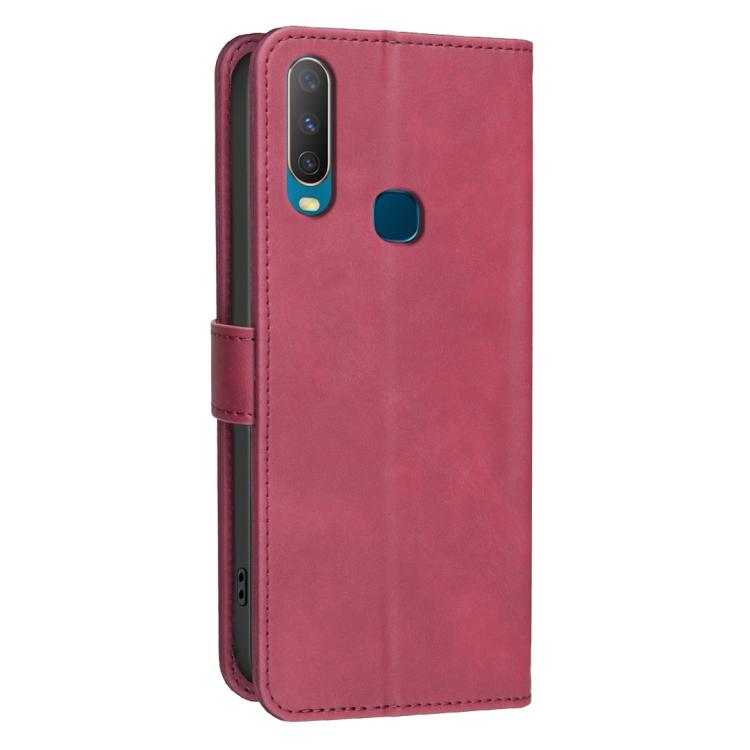 For vivo Y11 / Y15 / Y12 / Y17 Solid Color Calfskin Texture RFID Vegan Leather Phone Case