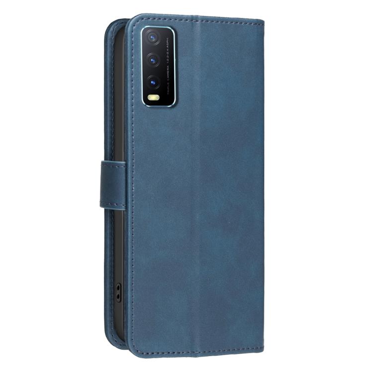 For vivo Y20 Solid Color Calfskin Texture RFID Vegan Leather Phone Case