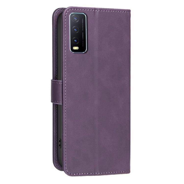 For vivo Y20 Solid Color Calfskin Texture RFID Vegan Leather Phone Case