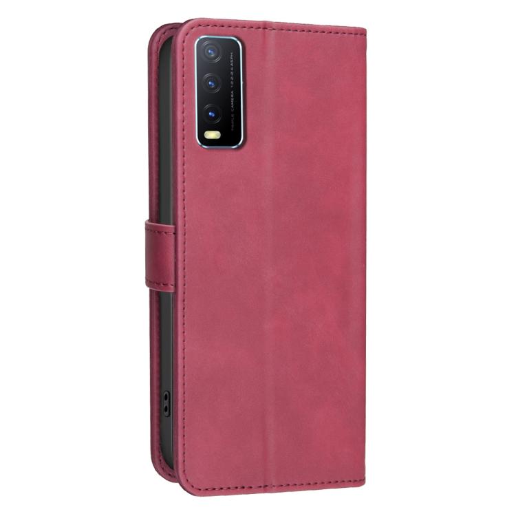For vivo Y20 Solid Color Calfskin Texture RFID Vegan Leather Phone Case