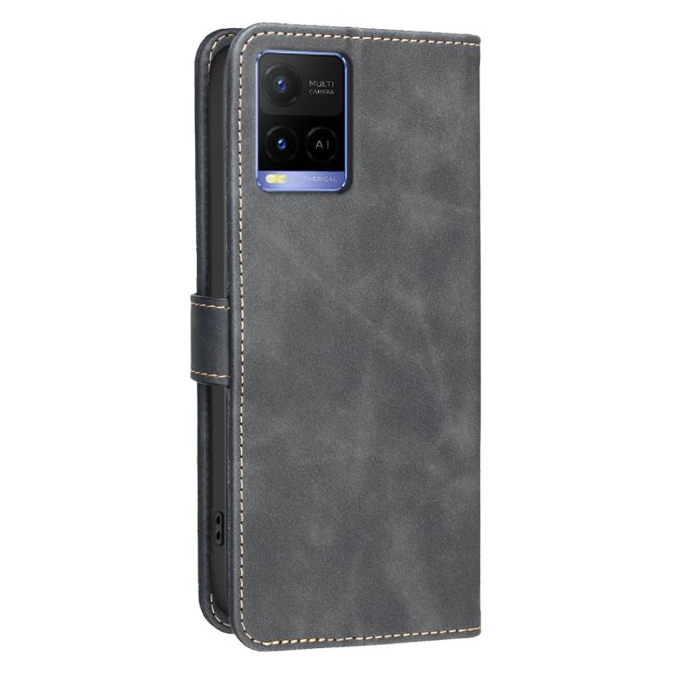 For vivo Y21 / Y21s / Y33s Solid Color Calfskin Texture RFID Vegan Leather Phone Case