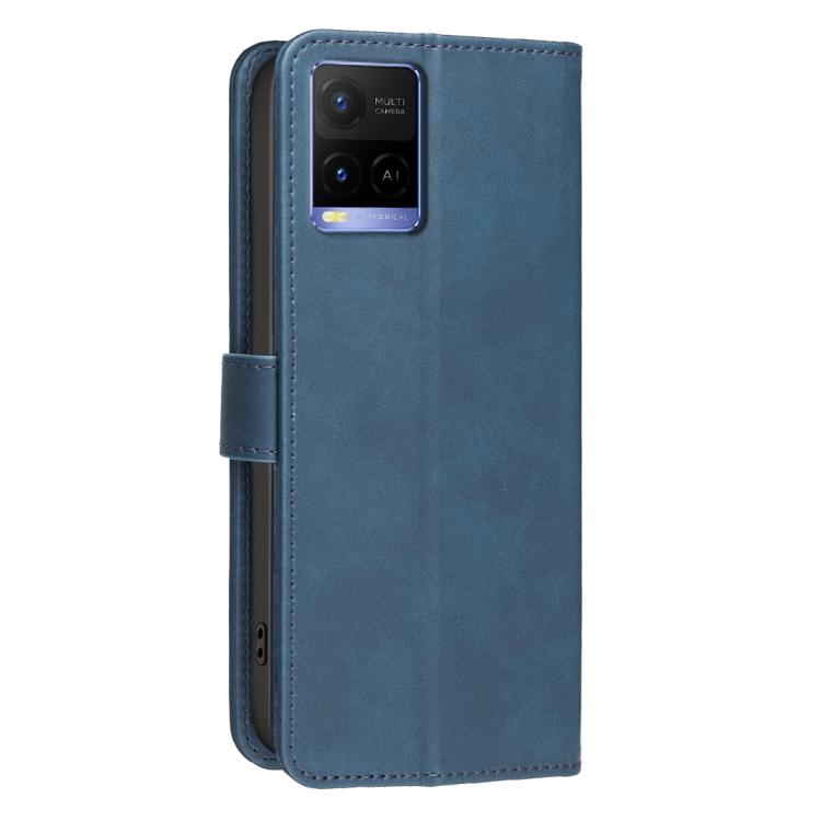 For vivo Y21 / Y21s / Y33s Solid Color Calfskin Texture RFID Vegan Leather Phone Case
