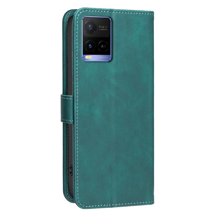 For vivo Y21 / Y21s / Y33s Solid Color Calfskin Texture RFID Vegan Leather Phone Case